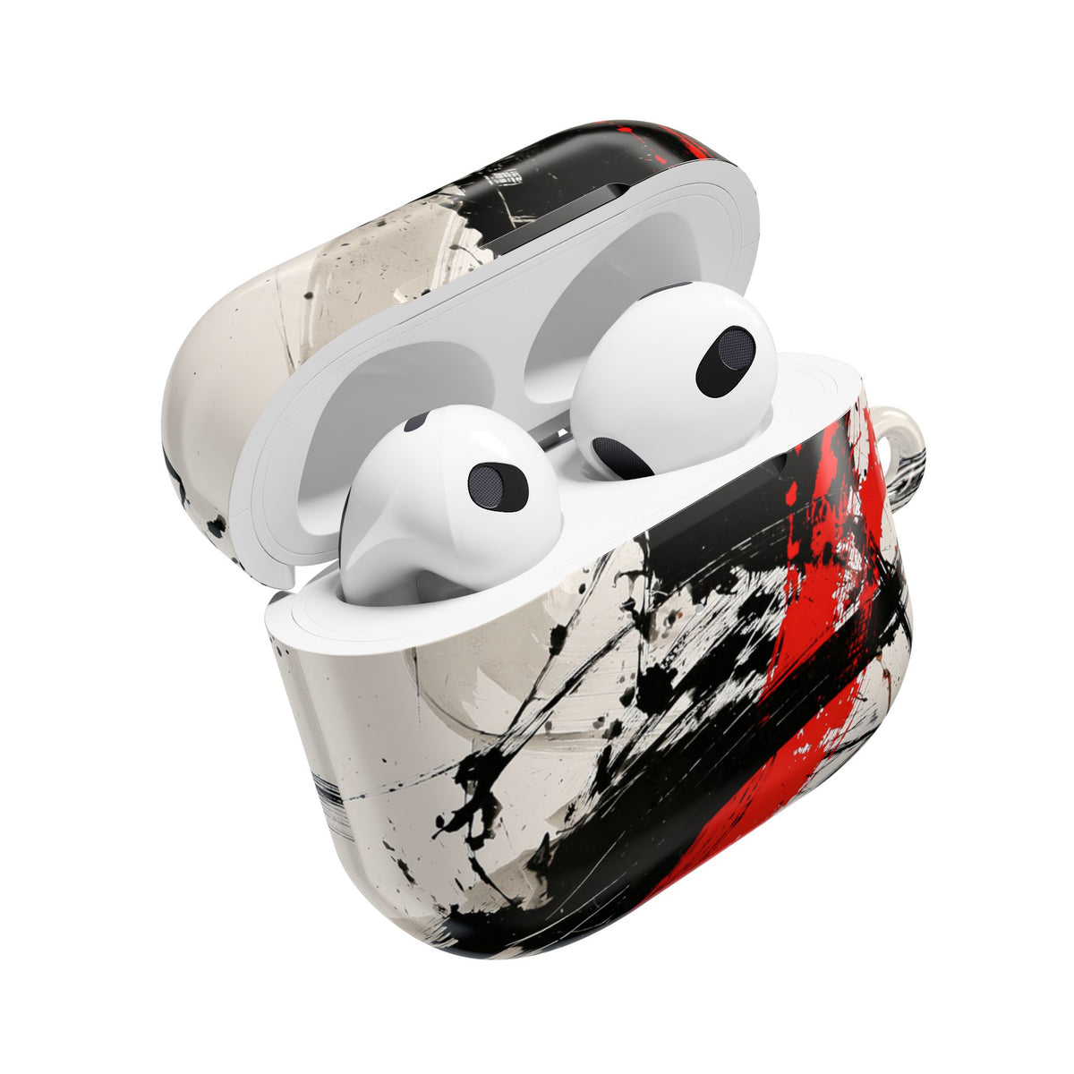 Crimson Sumi Slash · Hard Case for AirPods & AirPods Pro · White