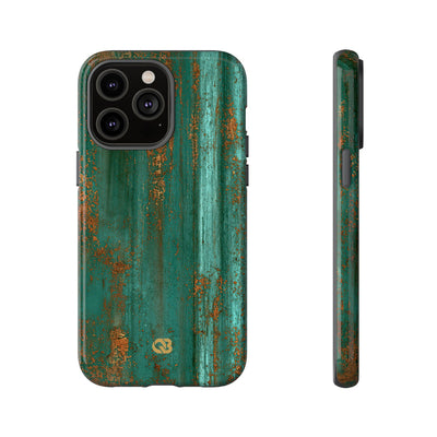 Teal Tough Phone Case for iPhone - Verdigris Copper Siding