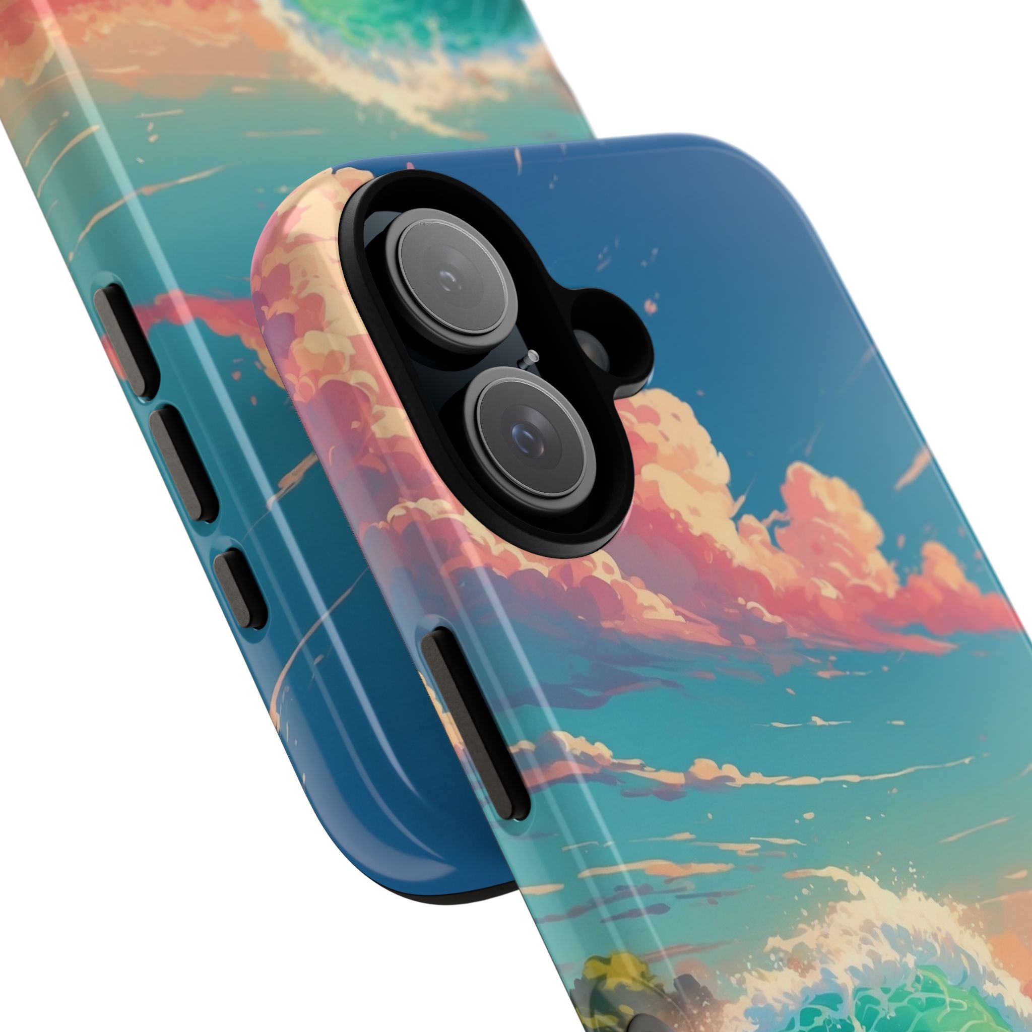 Turkoosi Curl iPhone 16 - Kova suojakotelo