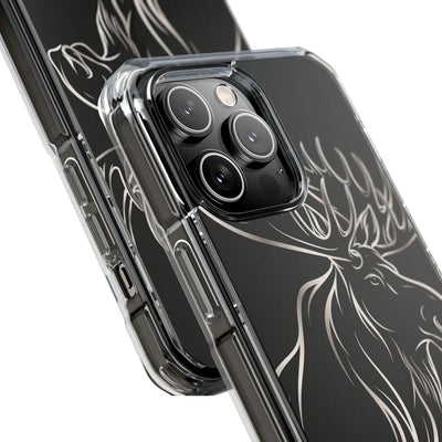 Nordic Moose Contour · Clear Impact Magnetic Phone Case for iPhone · Black