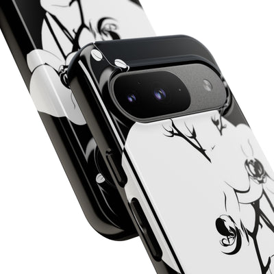 Black Tough Phone Case for Google Pixel - Lunar Orchid Grid