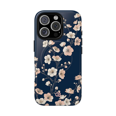 Blue Tough 2.0 Magsafe Phone Case for iPhone - Midnight Peach Sakura