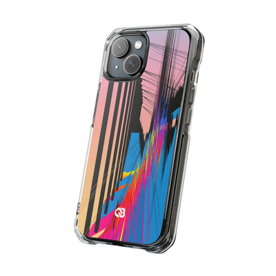 Blue Impact MagSafe Phone Case for iPhone - Fractured Data Skyline