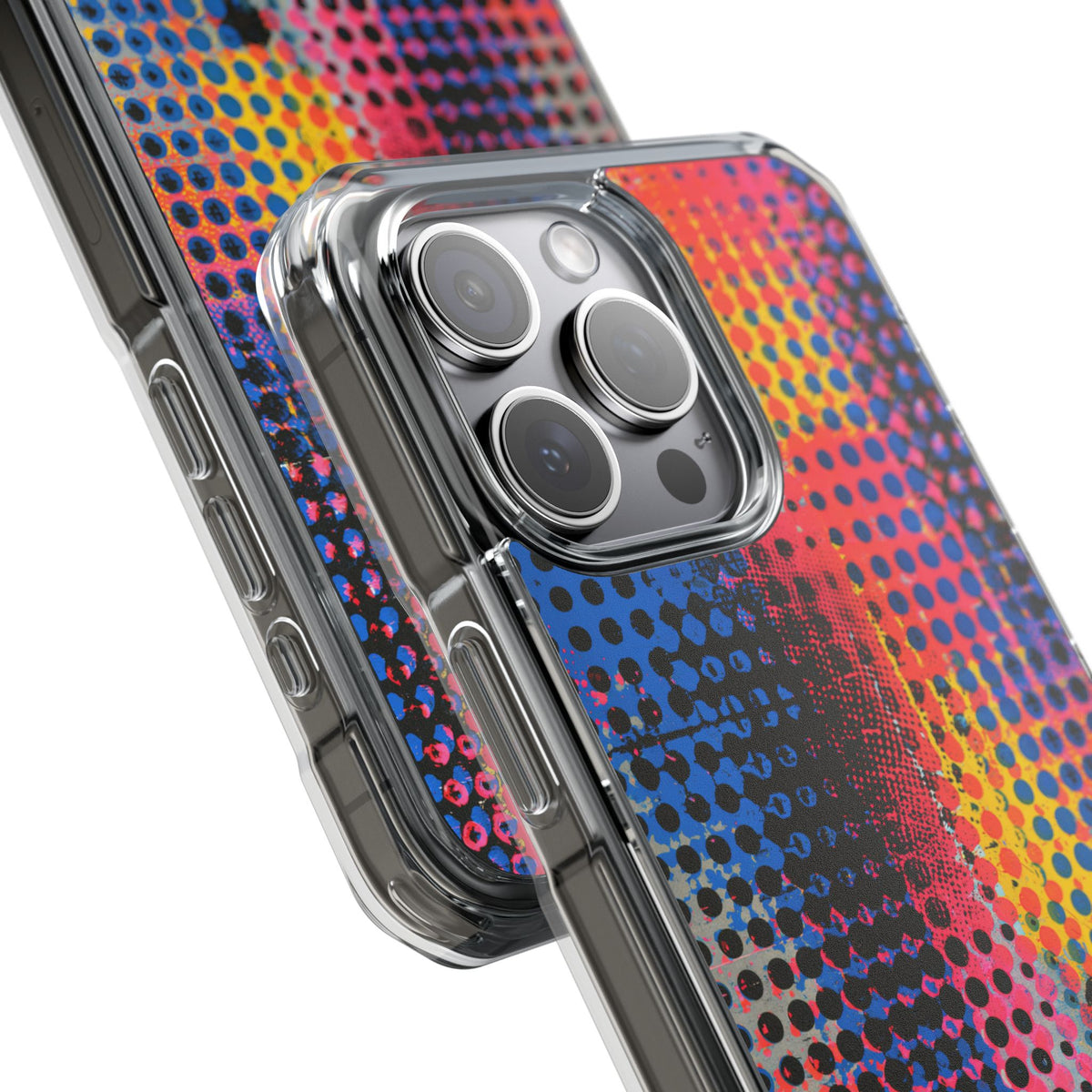 Chromatic Halftone Grid · Clear Impact Magnetic Phone Case for iPhone ·  Blue