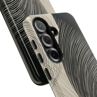 Beige Tough Phone Case for Samsung - Obsidian Cream Plume