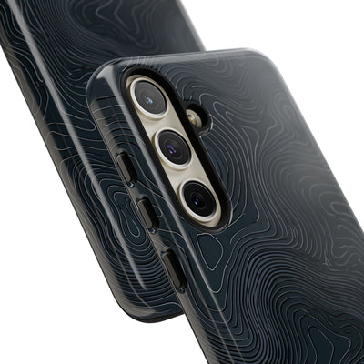 Black Tough Phone Case for Samsung - Obsidian Ridge Topo