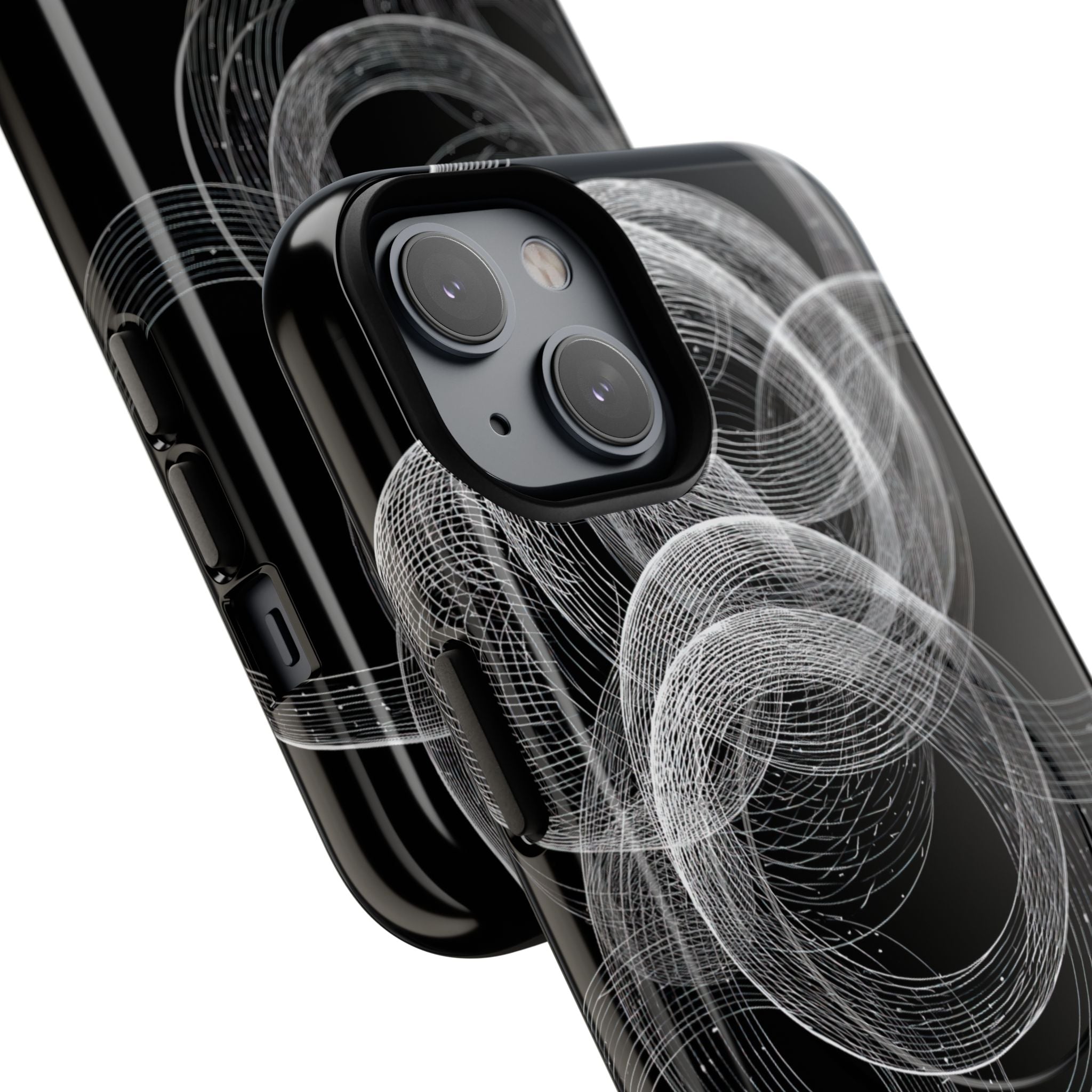 Black Tough 2.0 Magsafe Phone Case for iPhone - Kinetic Wireframe Orbit