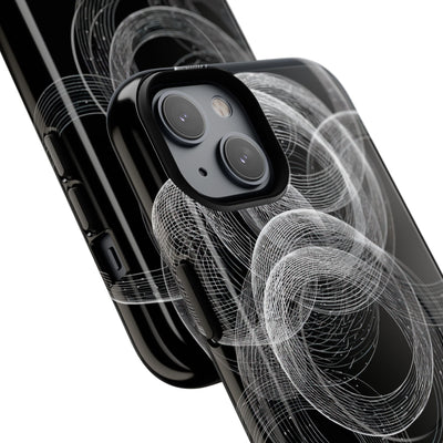 Black Tough 2.0 Magsafe Phone Case for iPhone - Kinetic Wireframe Orbit