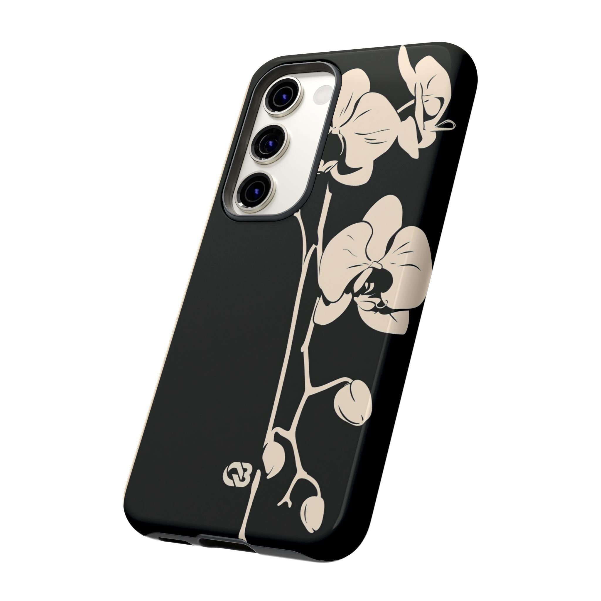 Black Tough Phone Case for Samsung - Obsidian Bone Orchid
