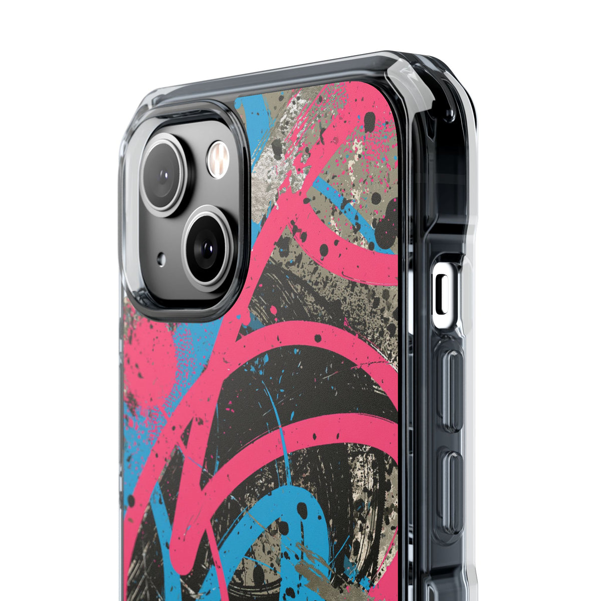 Cyber Splatter Flow · Clear Impact Magnetic Phone Case for iPhone · Pink
