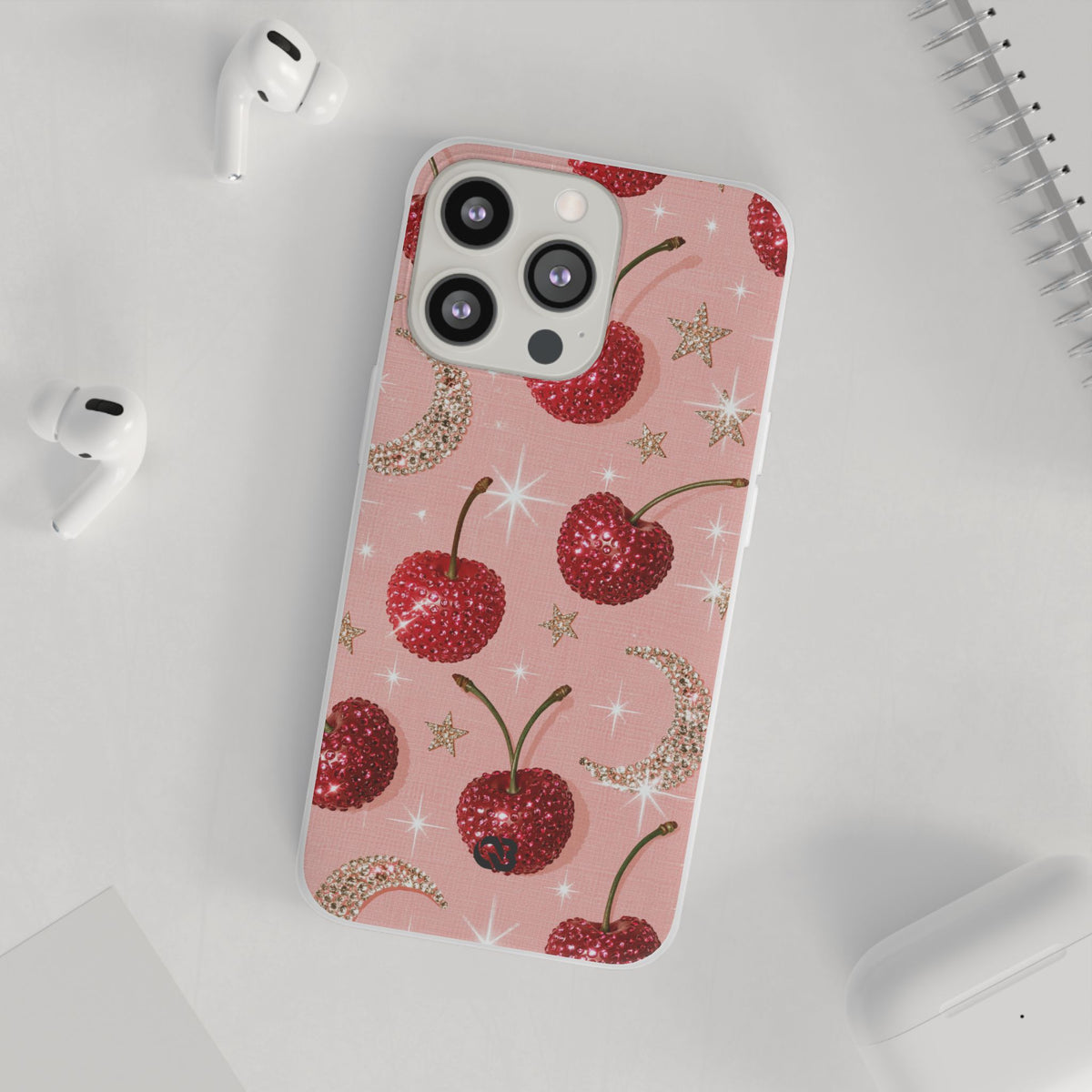 Bedazzled Ruby Cherries · Lite Phone Case for iPhone ·  Pink