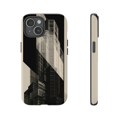 Beige Tough Phone Case for iPhone - Monolith Urban Grid