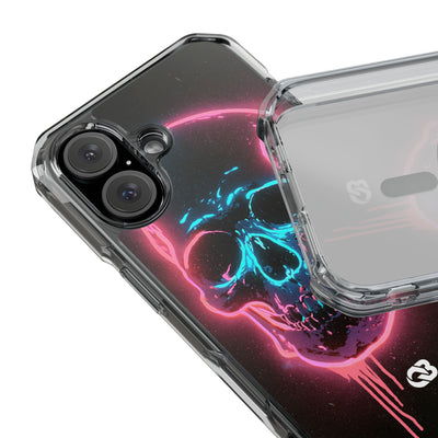 Neon Drip Skull · Clear Impact Magnetic Phone Case for iPhone · Black