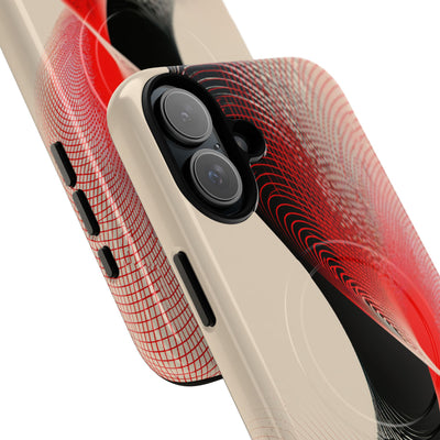 Red Tough 2.0 Magsafe Phone Case for iPhone - Crimson Grid Vortex