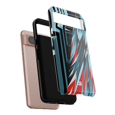 Blue Tough Phone Case for Google Pixel - Glitch Peak Cyan