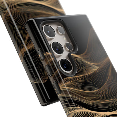 Black Tough Phone Case for Samsung - Copper Topo Ridge