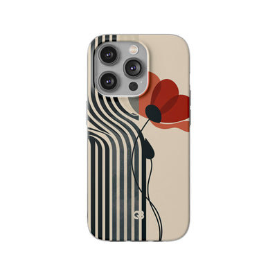 Beige Lite Phone Case for iPhone - Crimson Line Bloom
