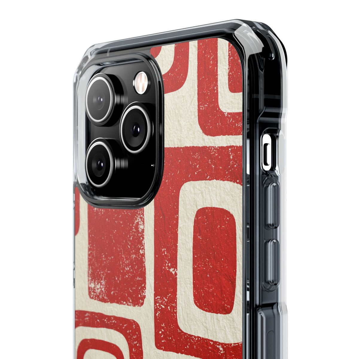 Vermilion Block Motif · Clear Impact Magnetic Phone Case for iPhone · Red