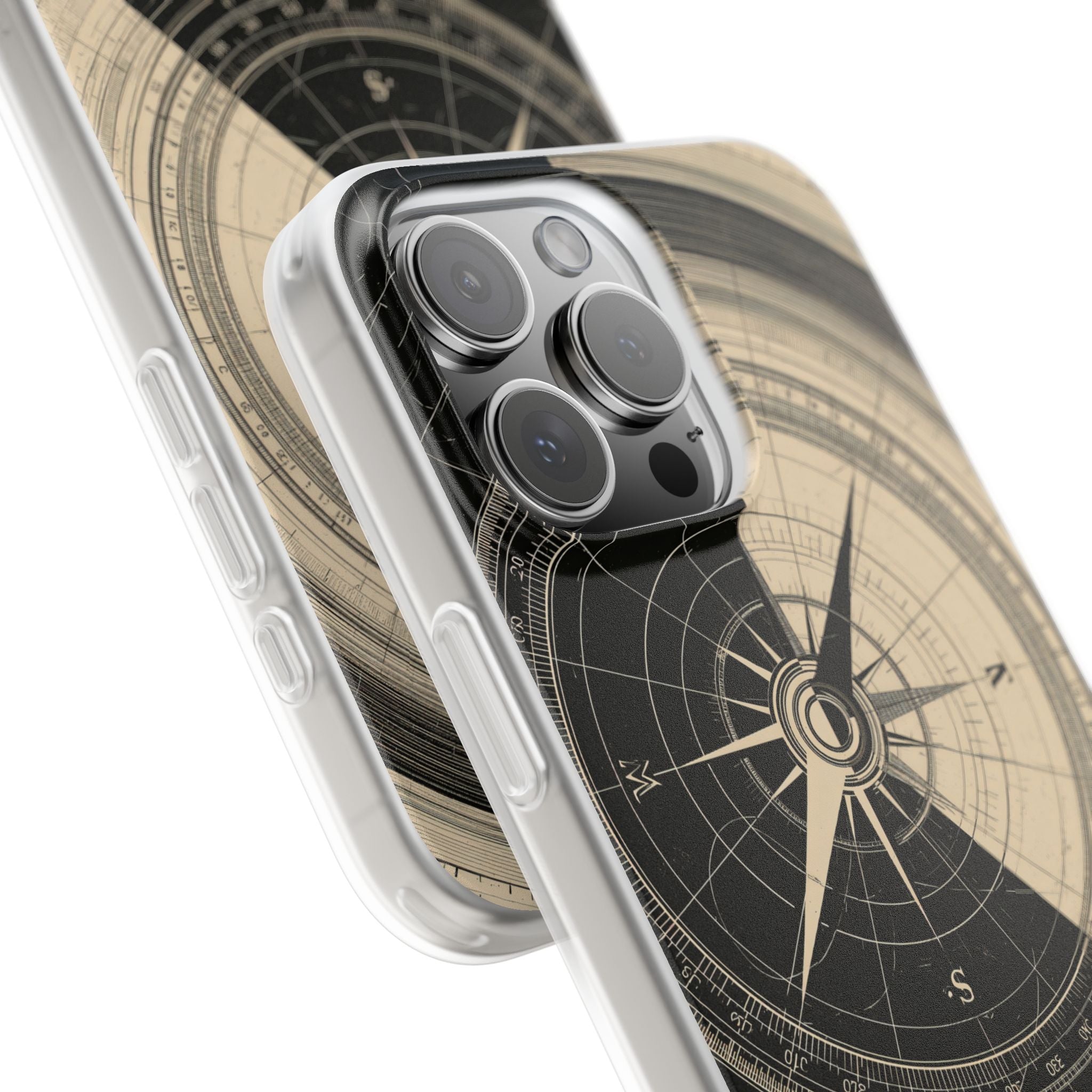 Beige Lite Phone Case for iPhone - Obsidian Nautical Blueprint