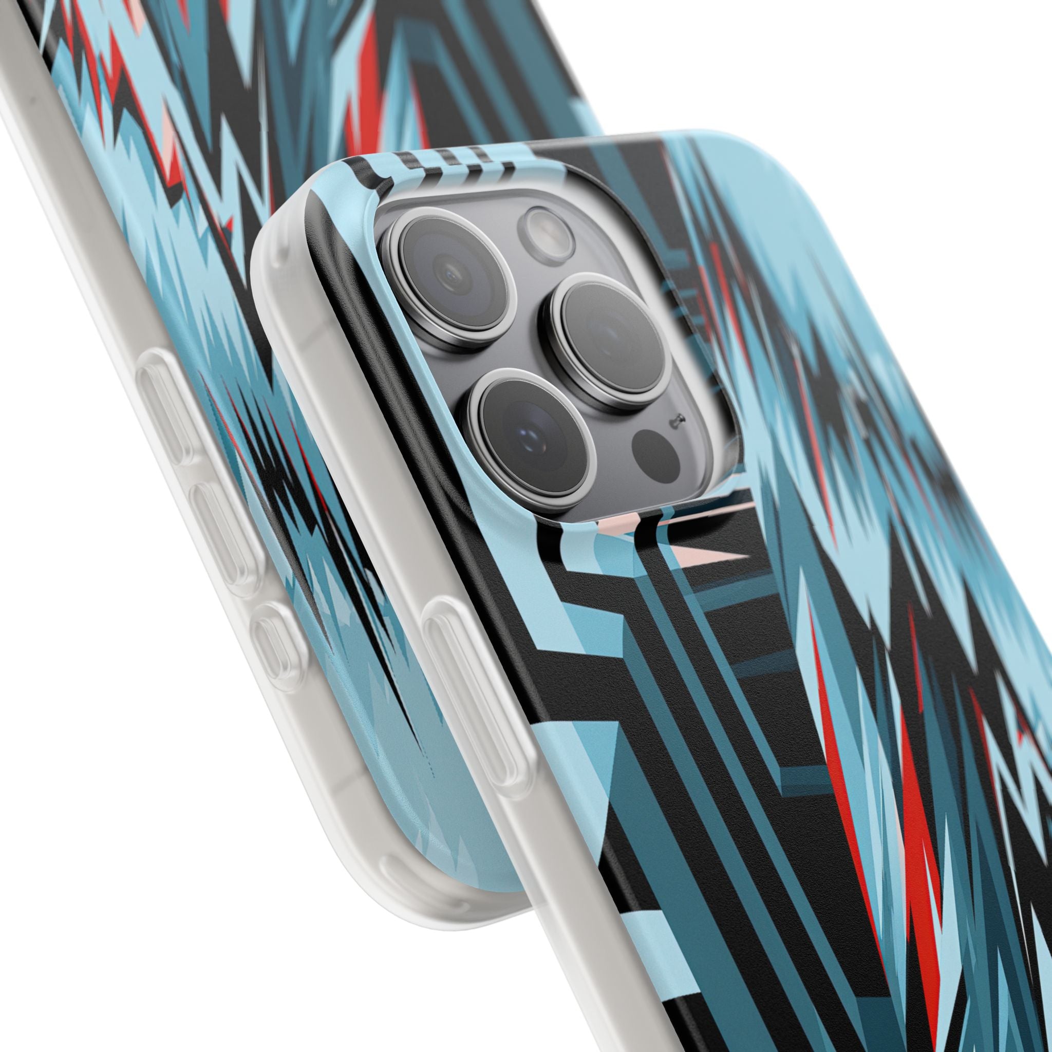 Blue Lite Phone Case for iPhone - Glitch Peak Cyan