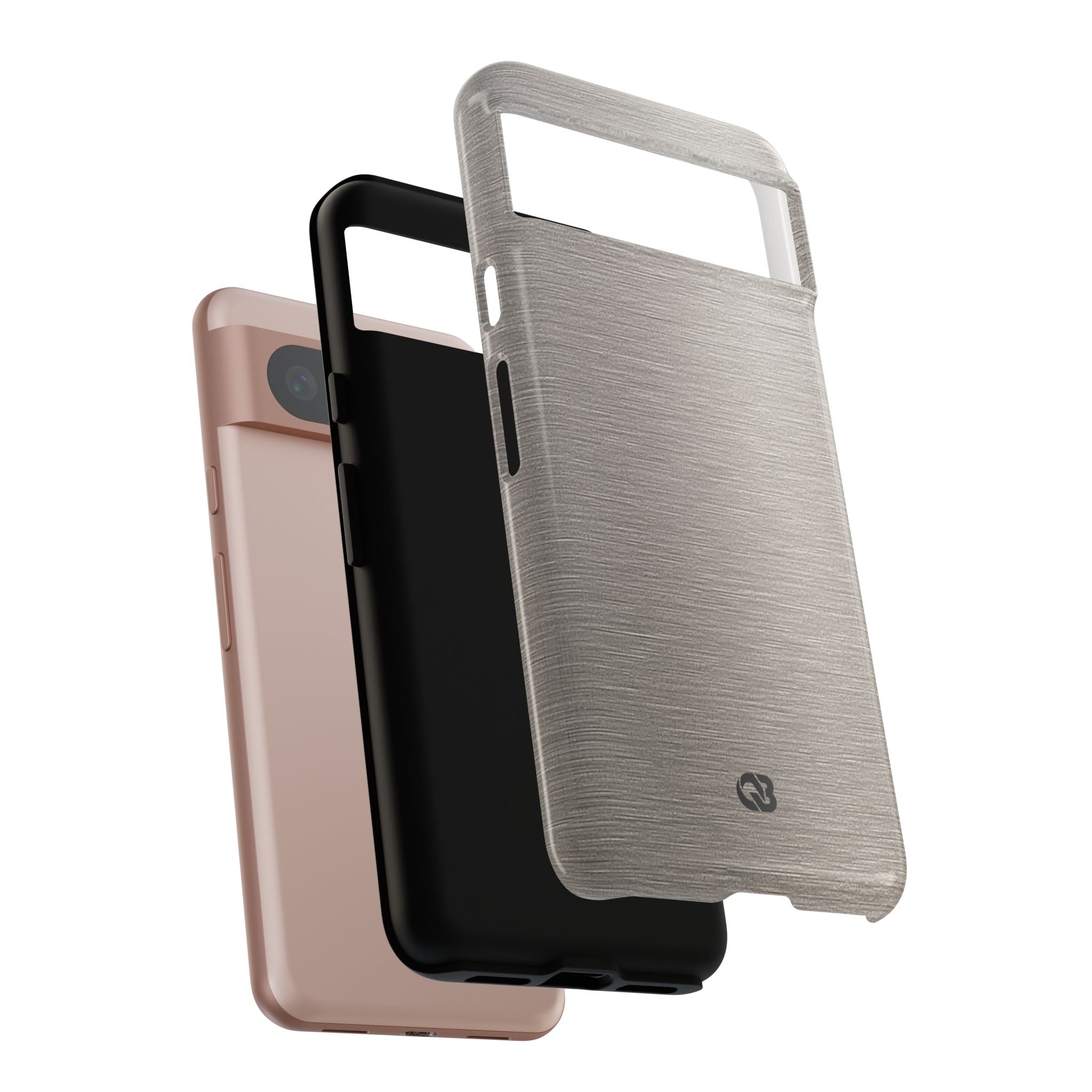 Grey Tough Phone Case for Google Pixel - Brushed Nickel Linen