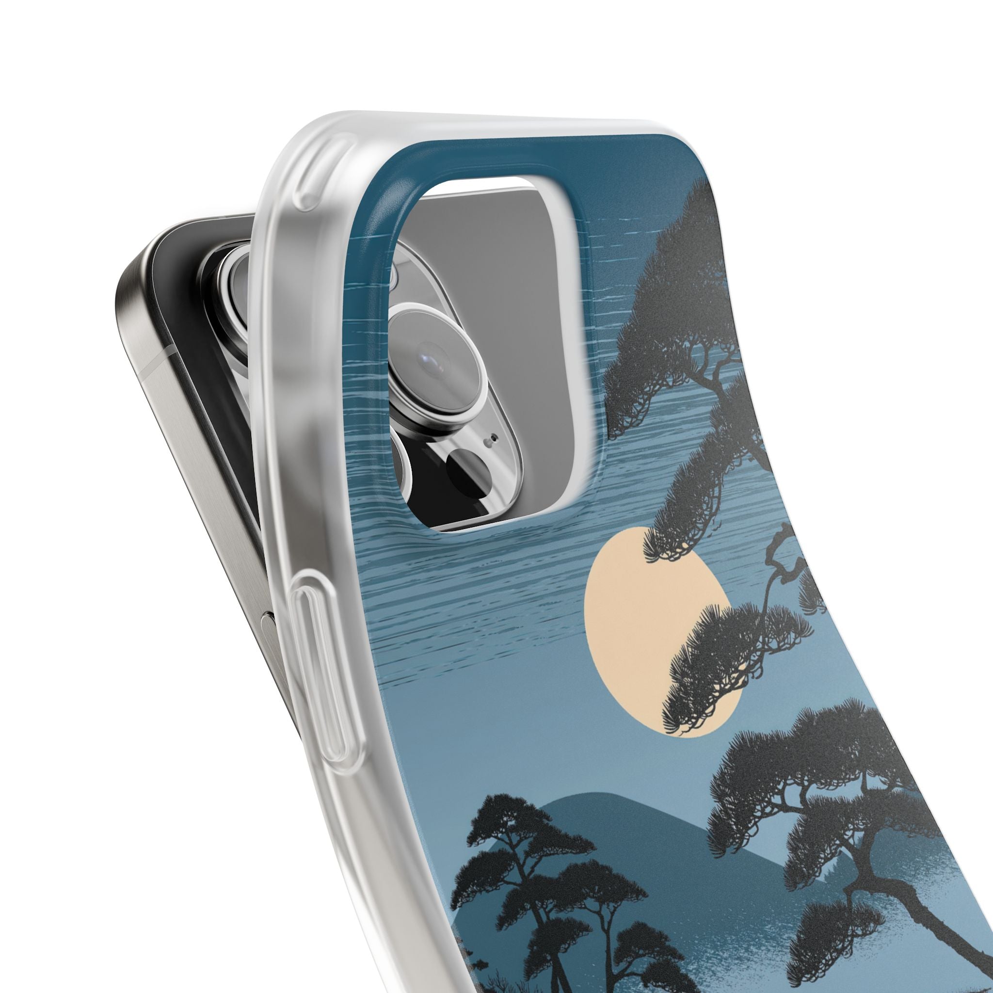 Blue Lite Phone Case for iPhone - Midnight Kyoto Pine