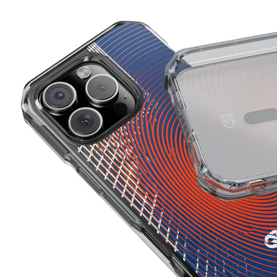 Blue Impact MagSafe Phone Case for iPhone - Orange Orbit Grid
