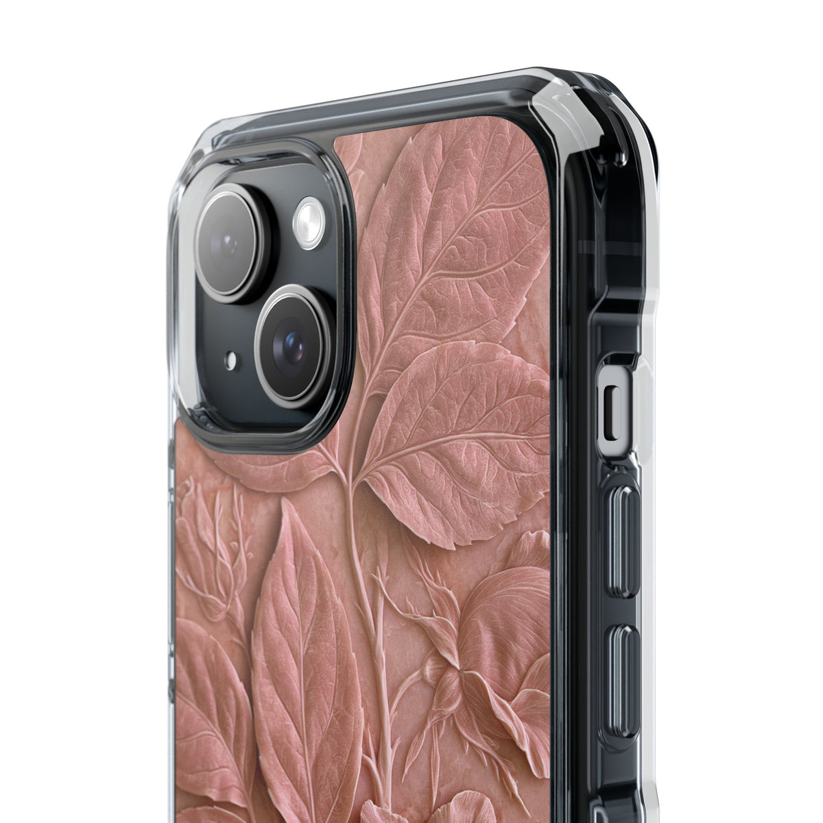 Blush Rose Relief · Clear Impact Magnetic Phone Case for iPhone · Pink