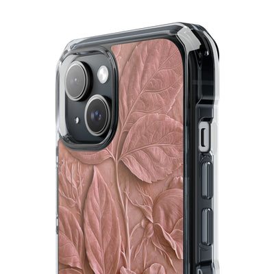 Blush Rose Relief · Clear Impact Magnetic Phone Case for iPhone · Pink