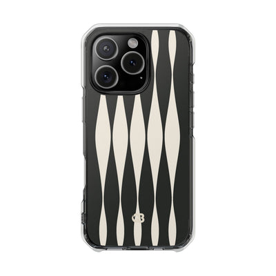 Black Impact MagSafe Phone Case for iPhone - Ivory Spindle Grid