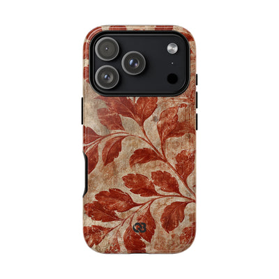 Terracotta Botanical Fresco · Tough Phone Case for iPhone · Red
