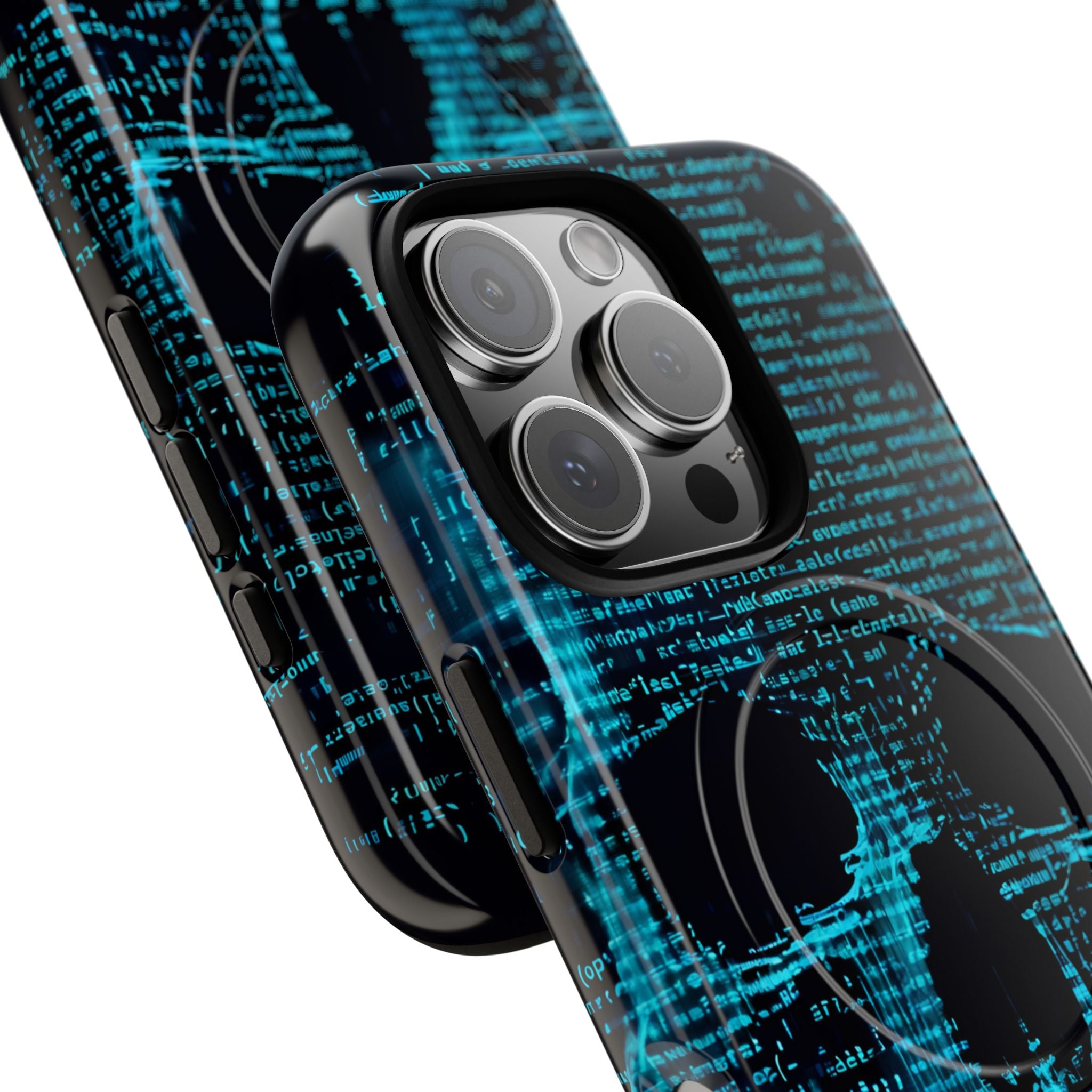 Cyan Glitch Skull · Tough+ Magsafe