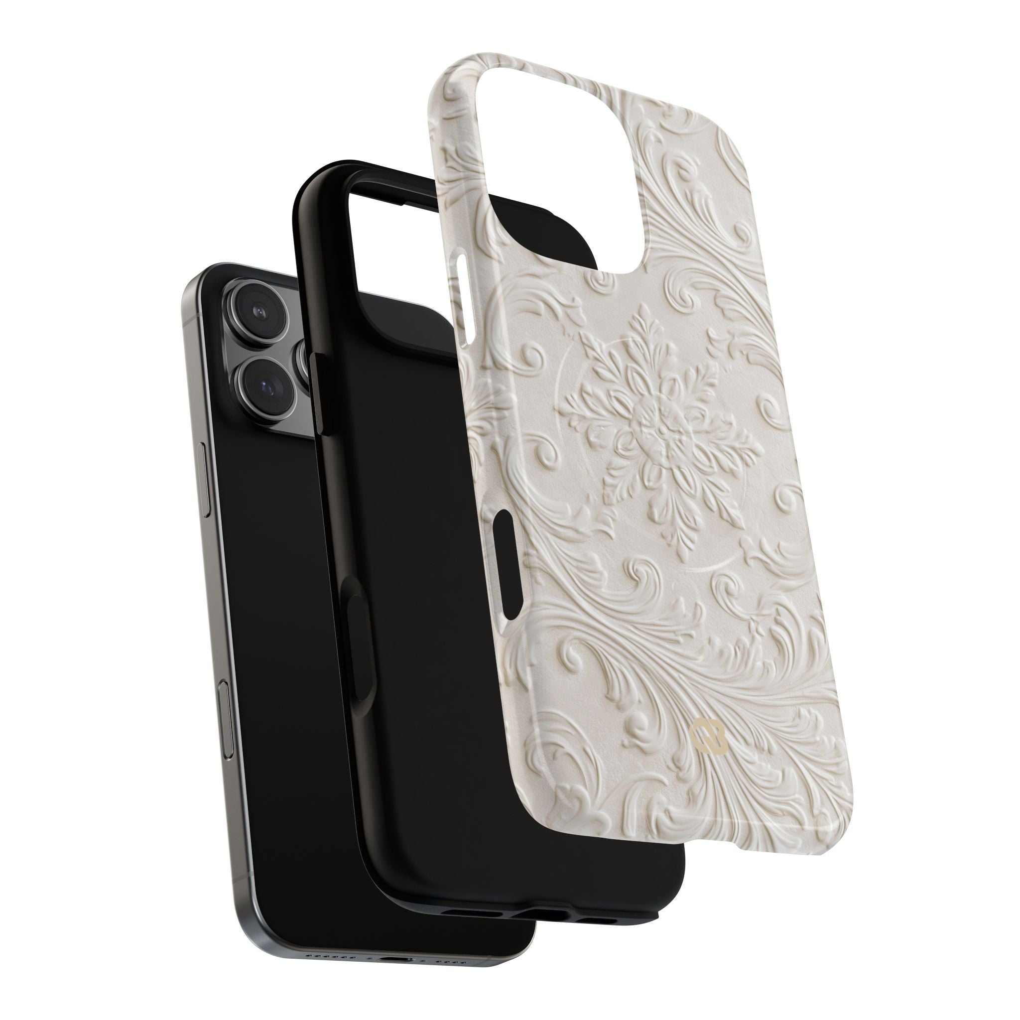 White Tough 2.0 Magsafe Phone Case for iPhone - Alabaster Floral Relief