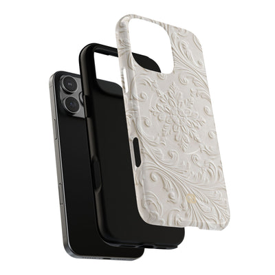 White Tough 2.0 Magsafe Phone Case for iPhone - Alabaster Floral Relief