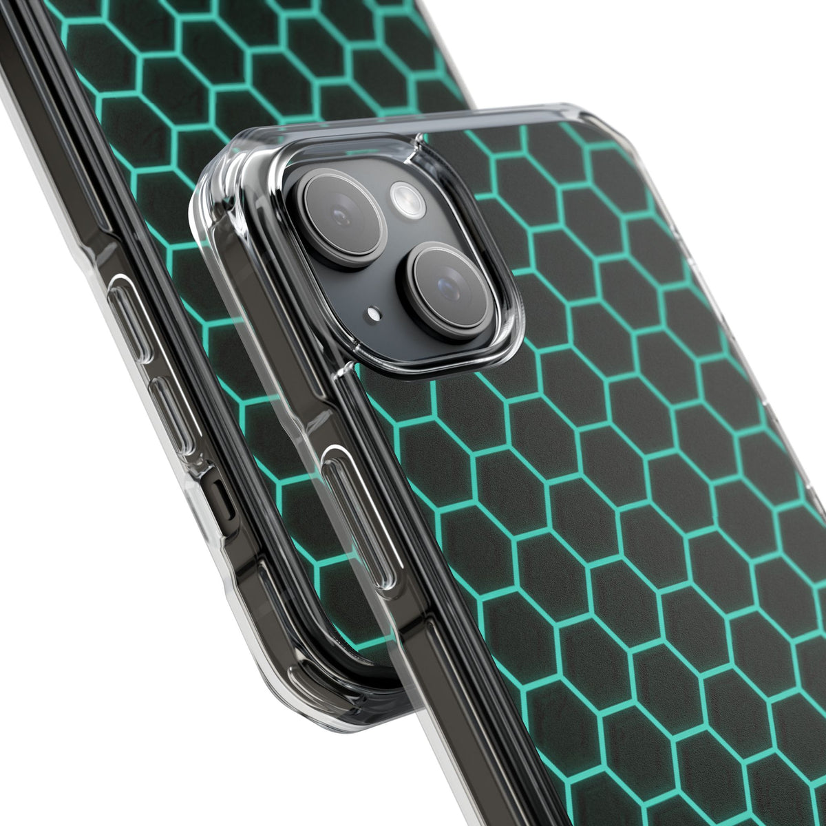 Neon Hex Spectrum · Clear Impact Magnetic Phone Case for iPhone · Teal