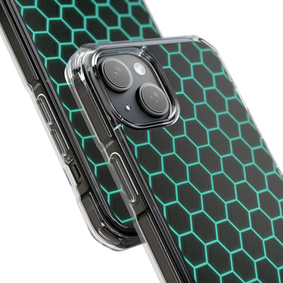 Neon Hex Spectrum · Clear Impact Magnetic Phone Case for iPhone · Teal