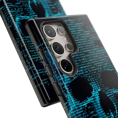 Cyan Glitch Skull · Tough Phone Case for Samsung