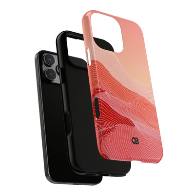 Red Tough Phone Case for iPhone - Crimson Ridge Contour