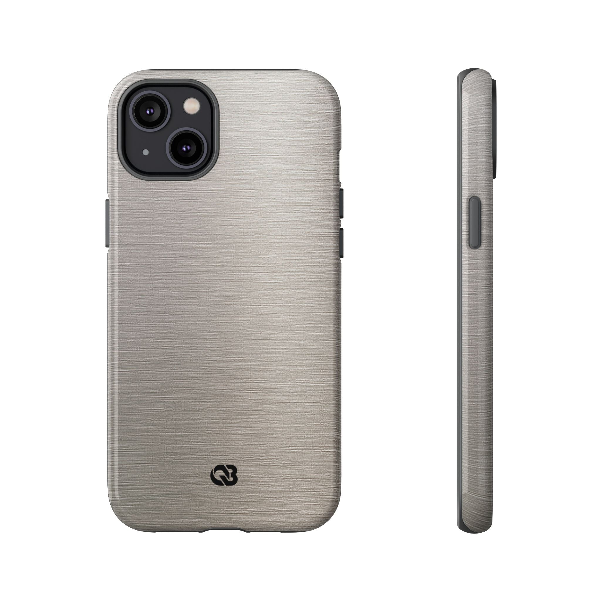Grey Tough Phone Case for iPhone - Brushed Nickel Linen
