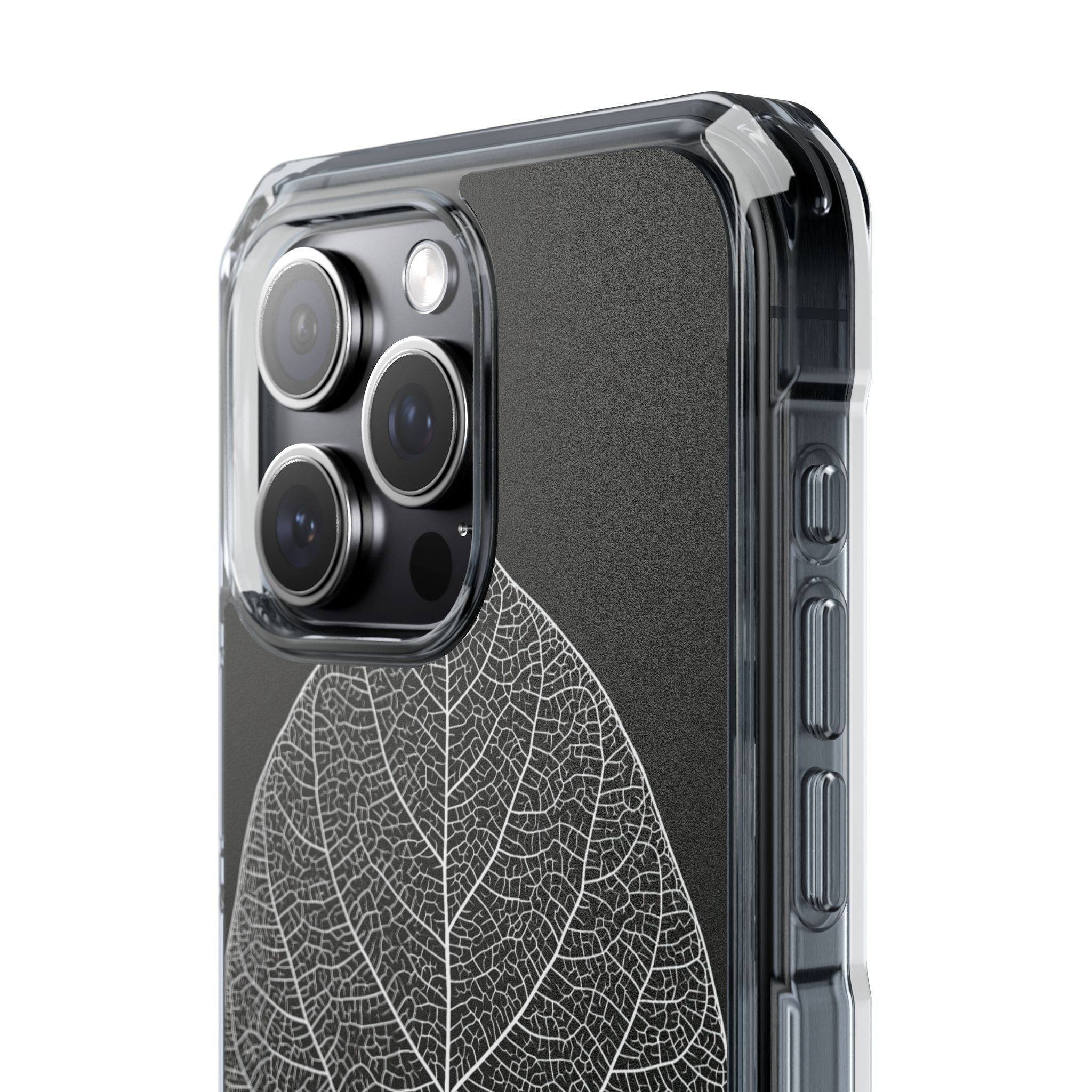 Black Impact MagSafe Phone Case for iPhone - Bleached Leaf Lattice