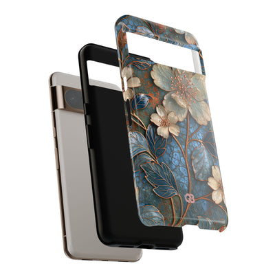 Gilded Blossom Reverie · Tough Phone Case for Pixel ·  Teal