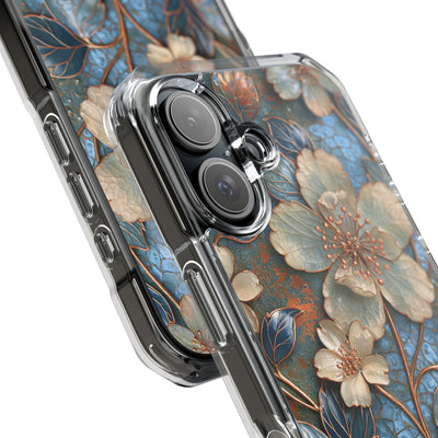 Gilded Blossom Reverie · Clear Impact Magnetic Phone Case for iPhone · Teal