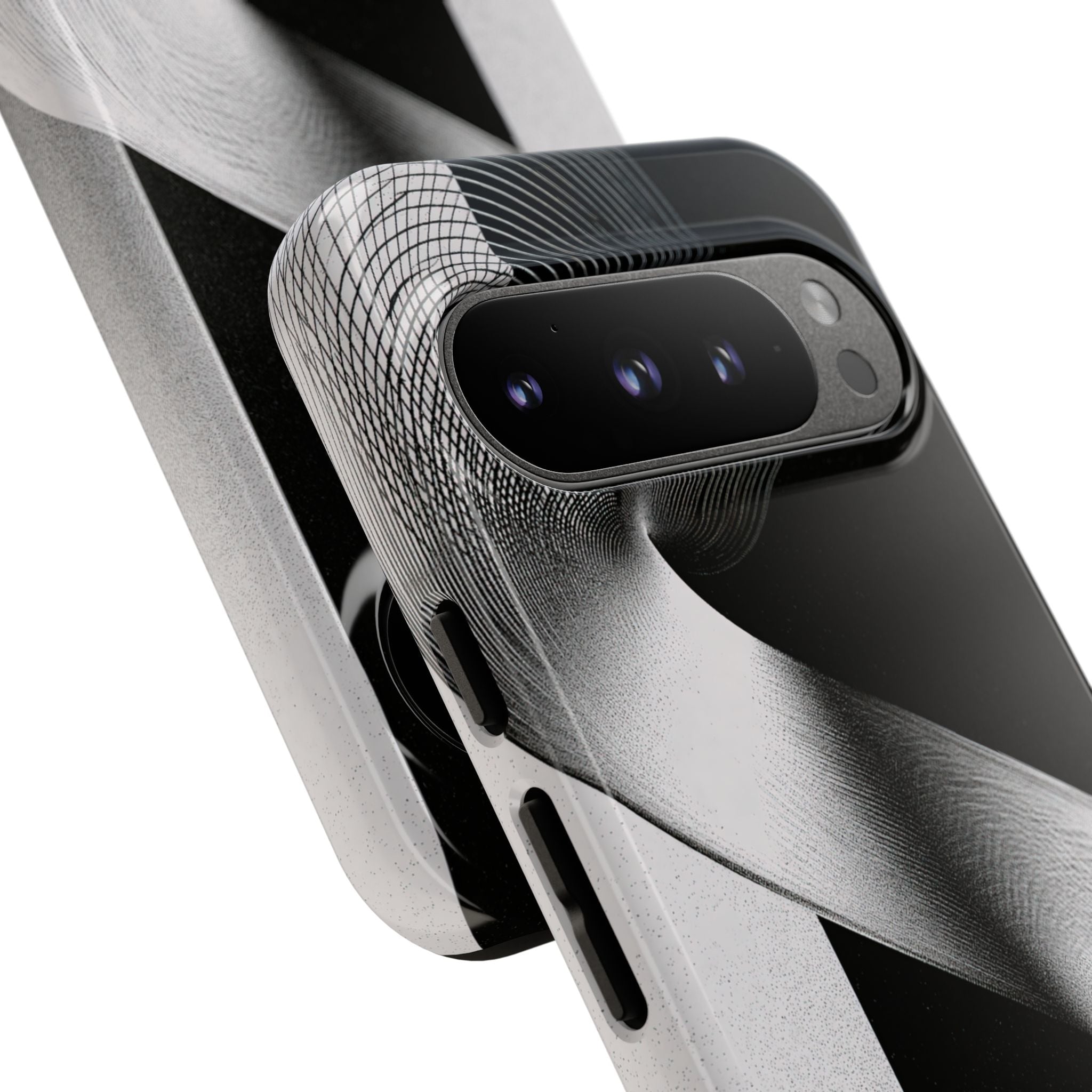 Grey Tough Phone Case for Google Pixel - Obsidian Moiré Wave