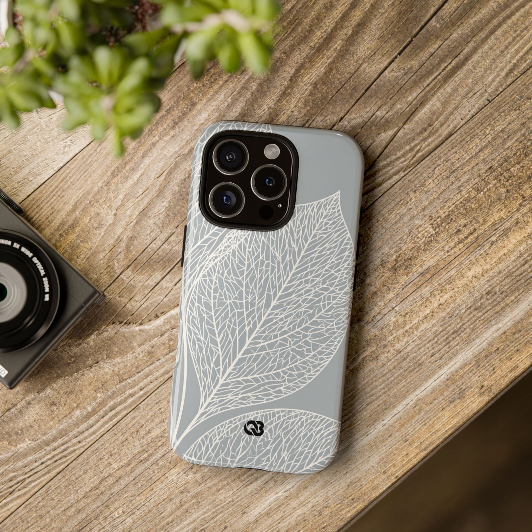 Grey Tough Phone Case for iPhone - Frosted Ash Veins