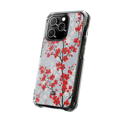 Grey Impact MagSafe Phone Case for iPhone - Crimson Sakura Slate