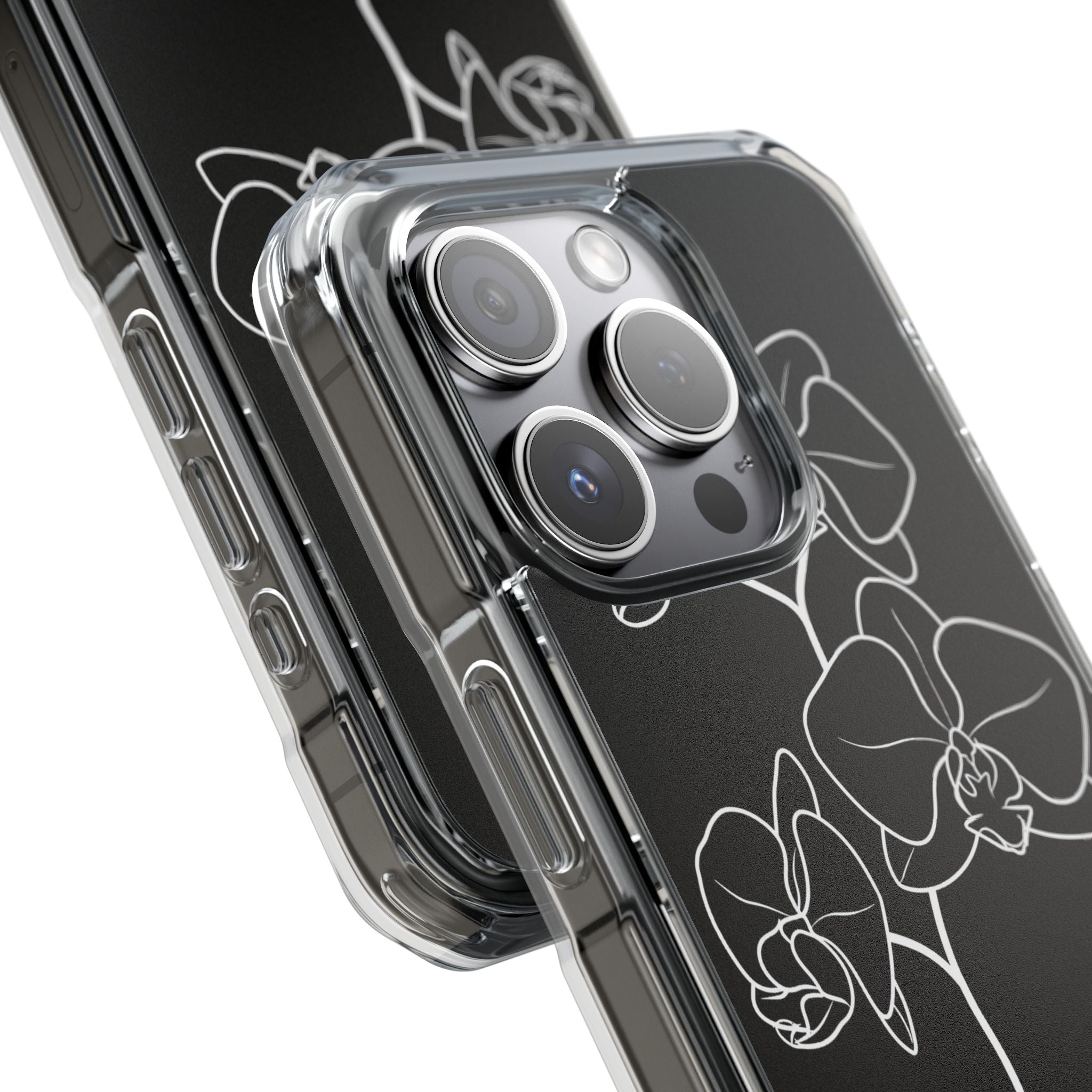 Black Impact MagSafe Phone Case for iPhone - Noir Alabaster Orchid