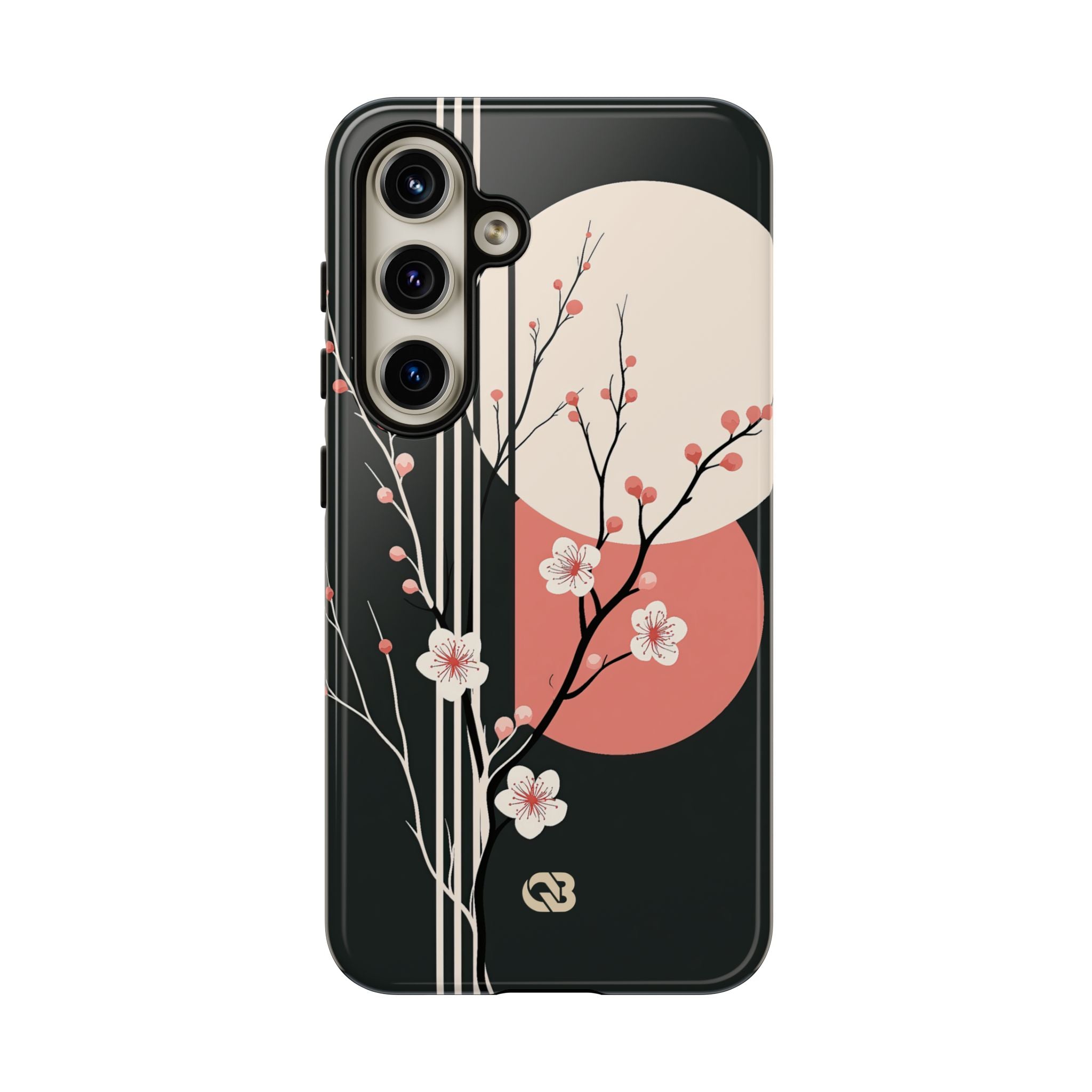 Black Tough Phone Case for Samsung - Kyoto Midnight Blossom