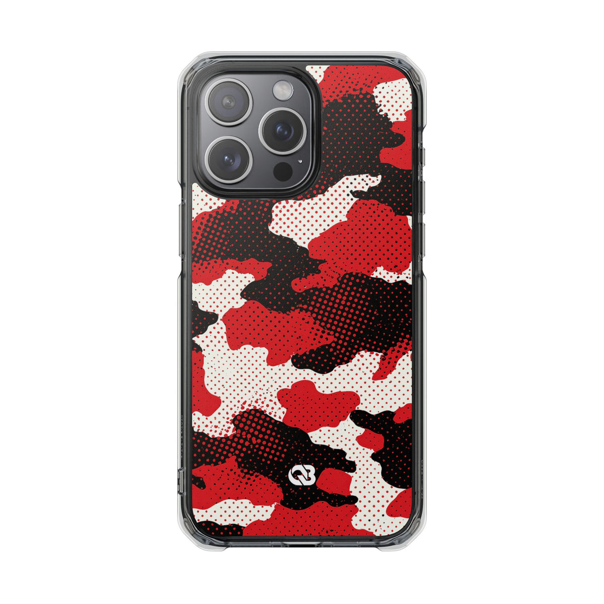 Crimson Halftone Camo · Clear Impact Magnetic Phone Case for iPhone · Red