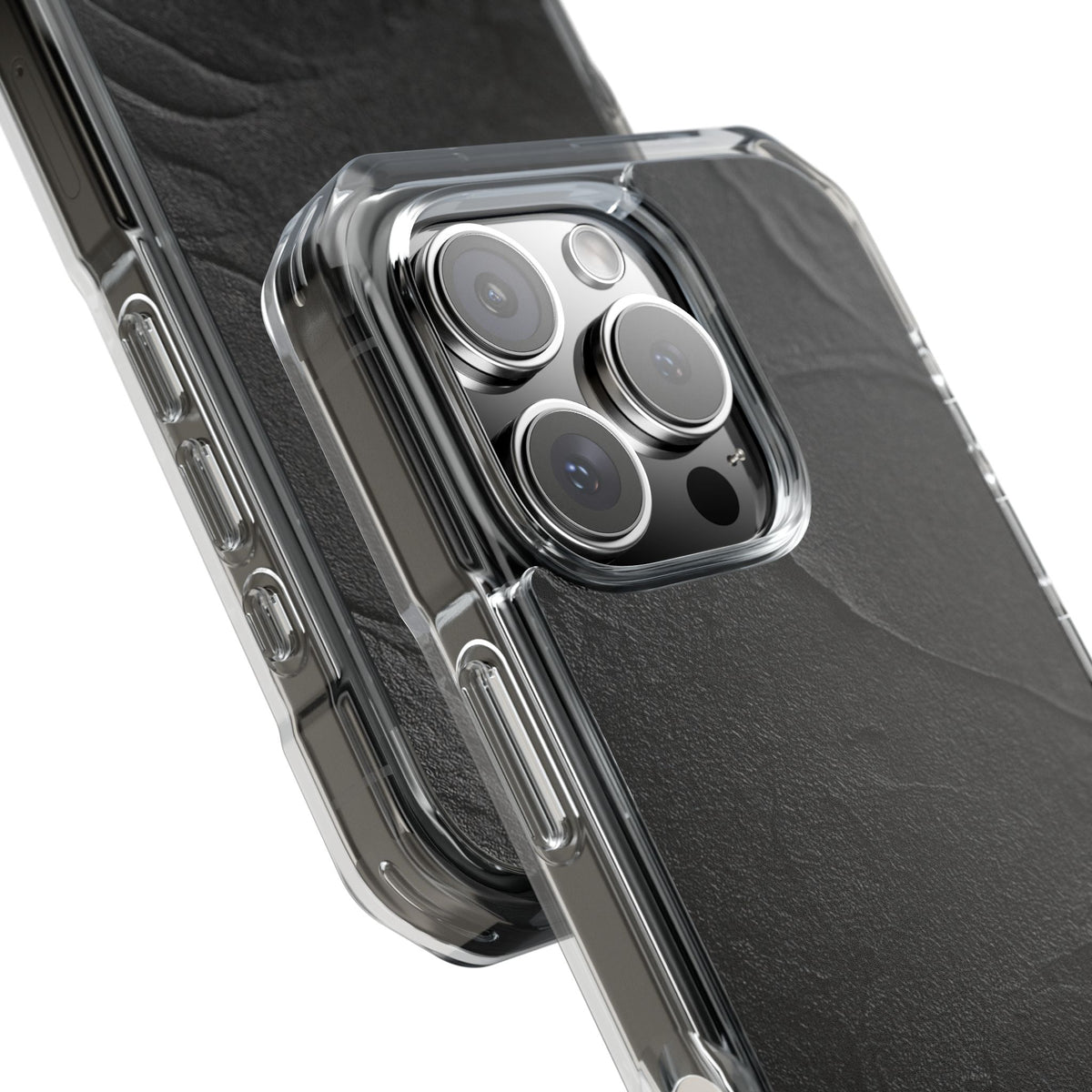 Obsidian Stucco Relief · Clear Impact Magnetic Phone Case for iPhone ·  Black