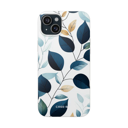 Navy Leaf Veins iPhone 15 Plus Case - Soft